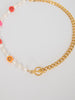 Handmade Orange Red Golden Smiley Sweetwater Pearl Choker