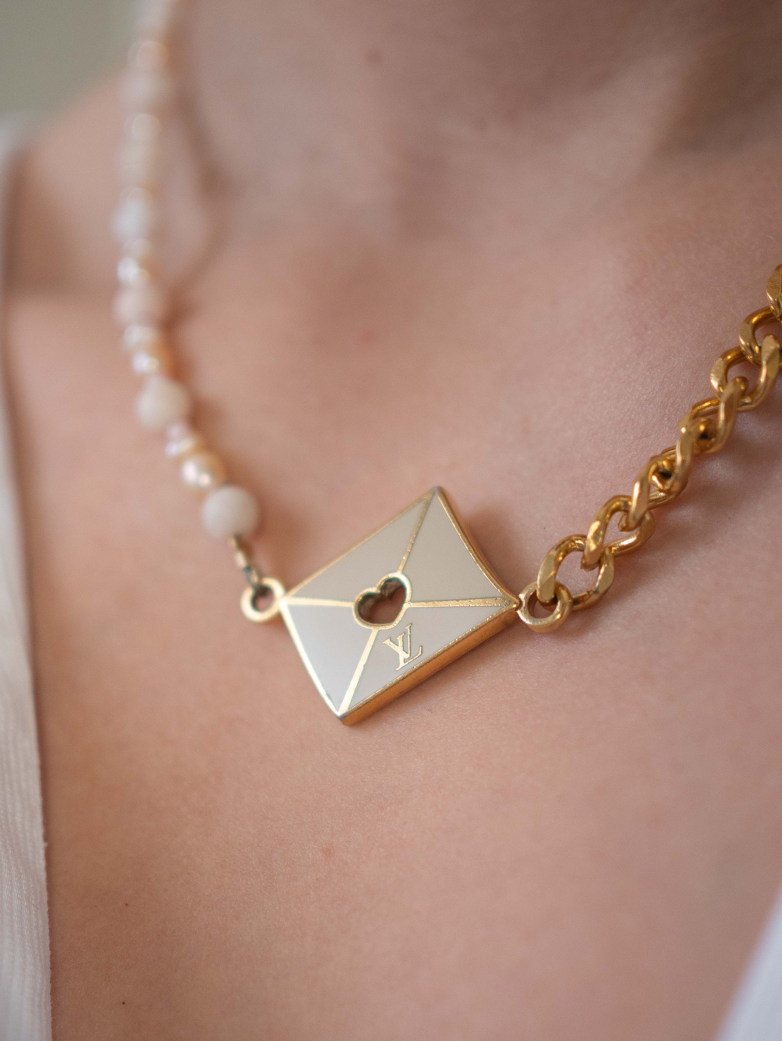 Reworked Louis Vuitton Designer Golden Glam Necklace
